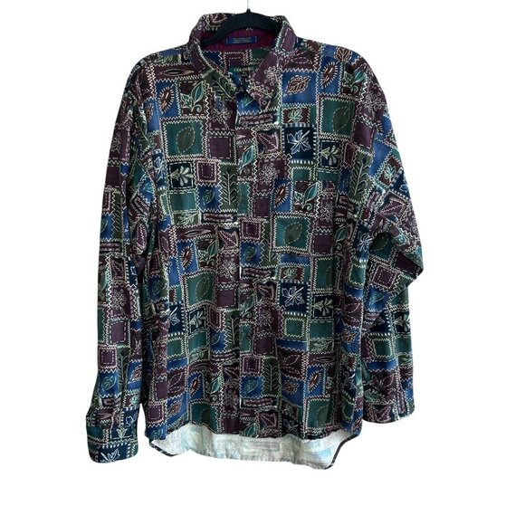 Colours by Alexander Julian Vintage Floral Patchwork Button Front Shirt Size 2XL - Picture 3 of 10